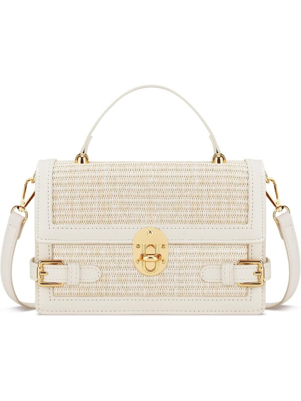 👜Women's Beige Straw Purse Summer Beach Shoulder Bag Crossbody Handle Handbag